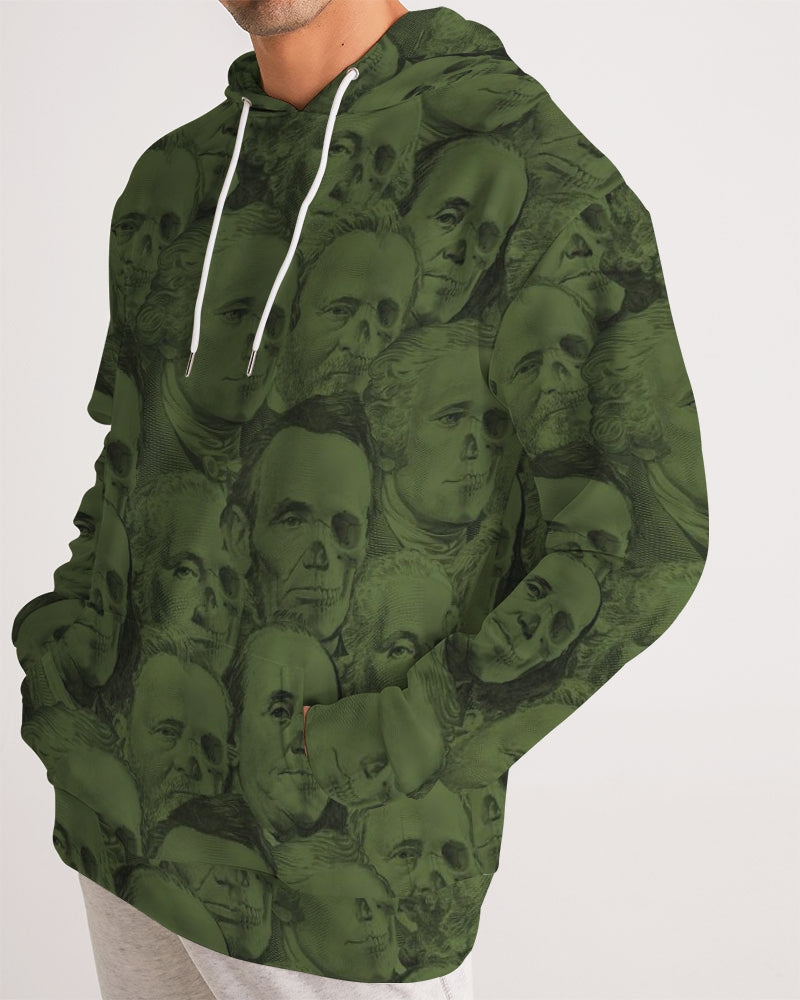 Currency Skull Collage Men's Hoodie - Hunter Green