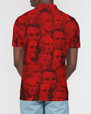 Currency Collage Men's Slim Fit Short Sleeve Polo - Blood Money