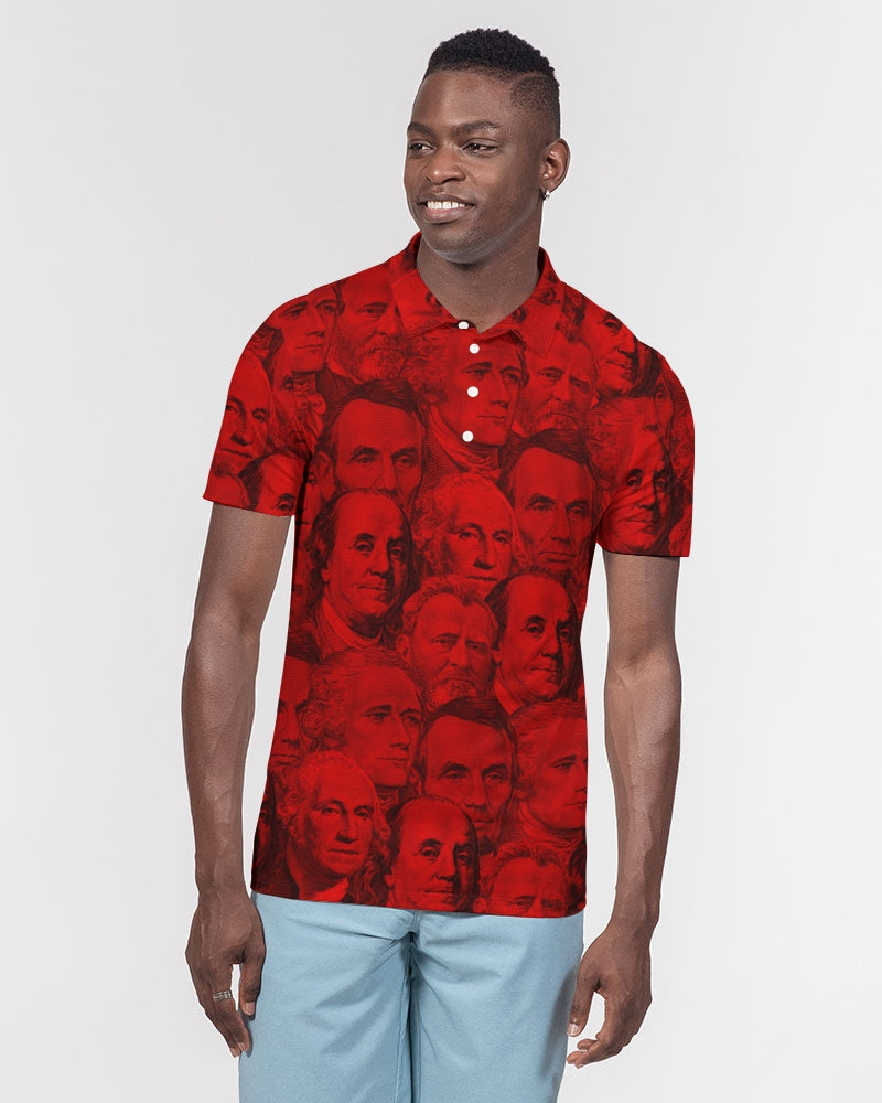 Currency Collage Men's Slim Fit Short Sleeve Polo - Blood Money