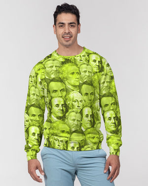 Currency Collage Men's French Terry Crewneck - Neon Lights