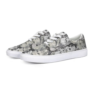 Currency Collage Lace Up Canvas Shoe - Powder