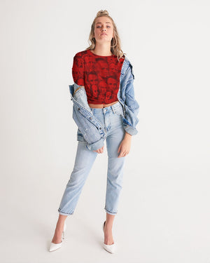 Currency Collage Women's Twist-Front Cropped Tee - Blood Money