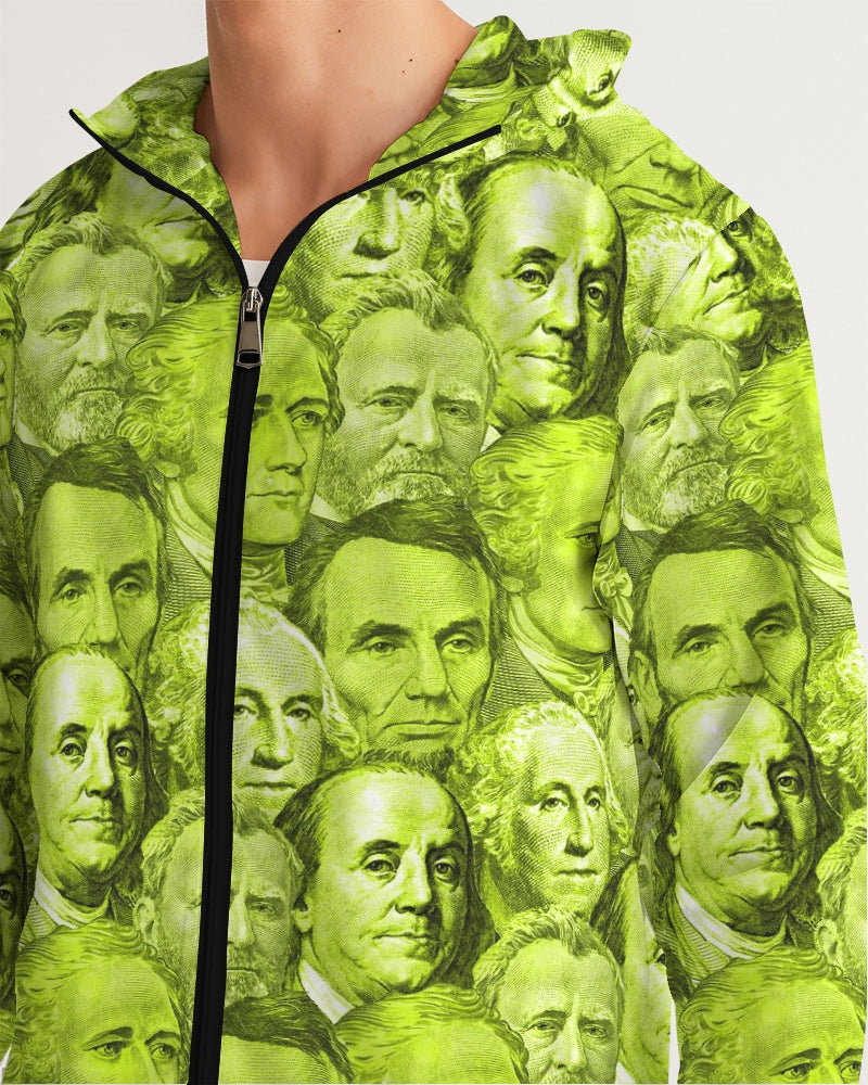 Currency Collage Men's Windbreaker - Neon Lights