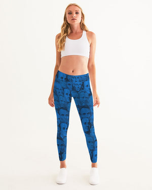 Currency Collage Women's Mid Rise Yoga Pant - Blue Racks