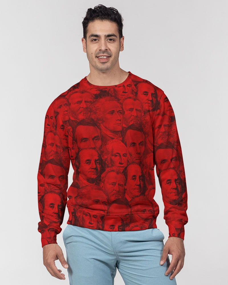 Currency Collage Men's French Terry Crewneck - Blood Money