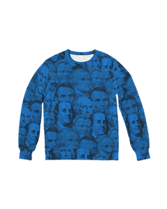 Currency Collage Men's French Terry Crewneck - Blue Racks