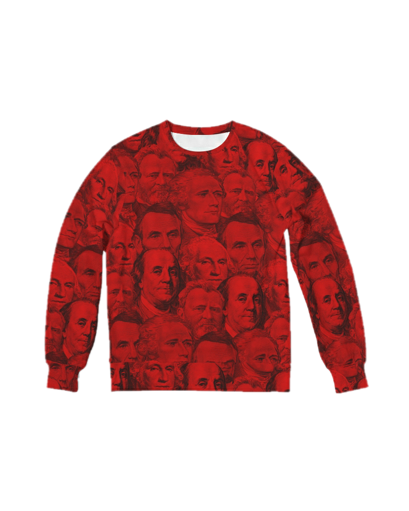 Currency Collage Men's French Terry Crewneck - Blood Money