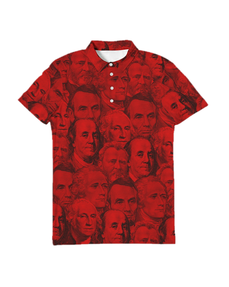 Currency Collage Men's Slim Fit Short Sleeve Polo - Blood Money