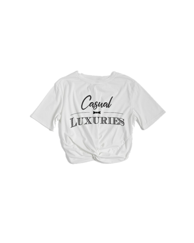 Casual Luxuries Women's Twist-Front Cropped Tee - White