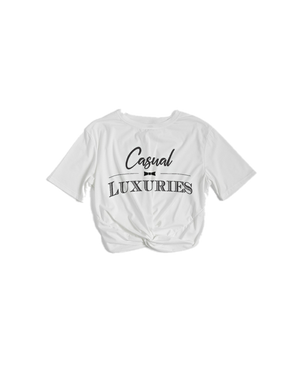 Casual Luxuries Women's Twist-Front Cropped Tee - White