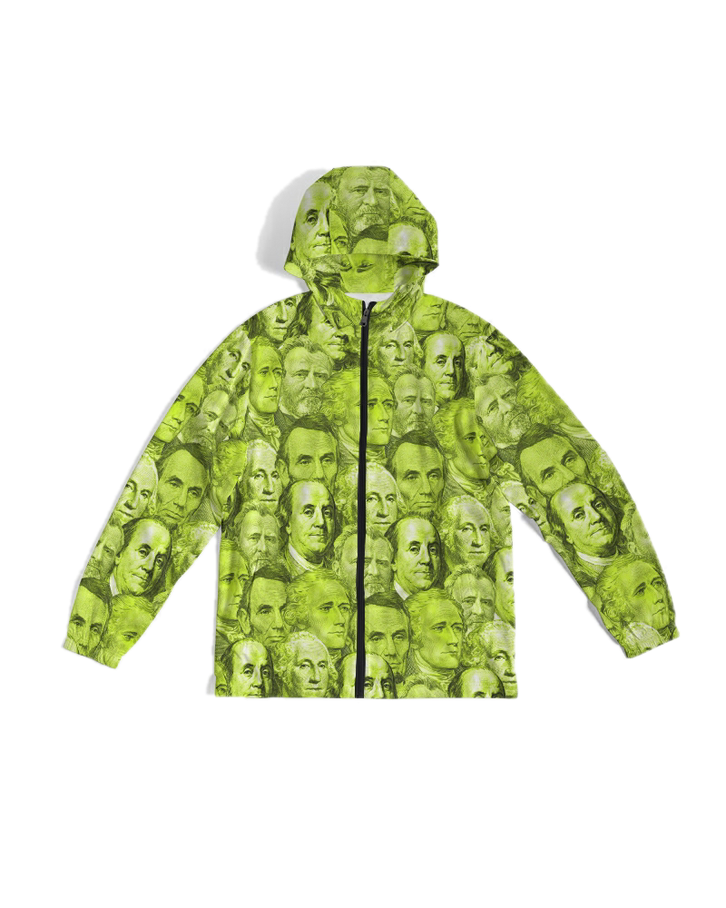 Currency Collage Men's Windbreaker - Neon Lights