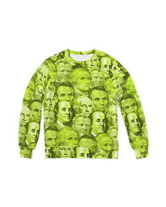 Currency Collage Men's French Terry Crewneck - Neon Lights