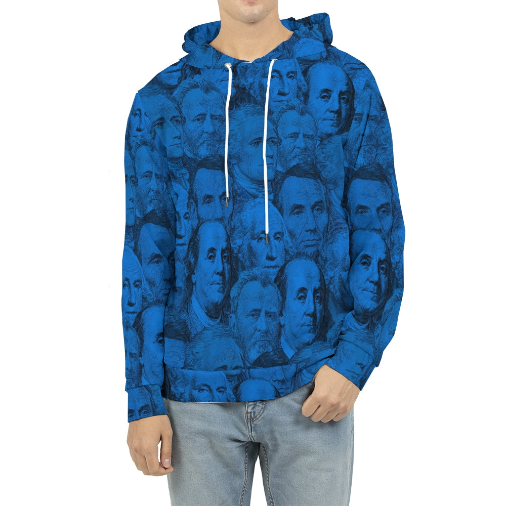 Currency Collage Men's Hoodie - Blue Racks