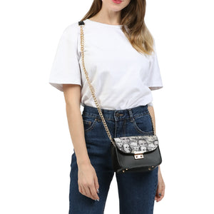 Currency Collage Small Shoulder Bag - Powder