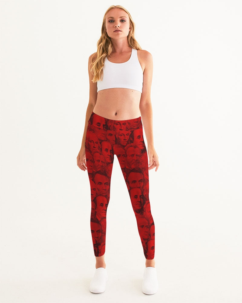 Currency Collage Women's Mid Rise Yoga Pant - Blood Money