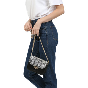 Currency Collage Small Shoulder Bag - Powder