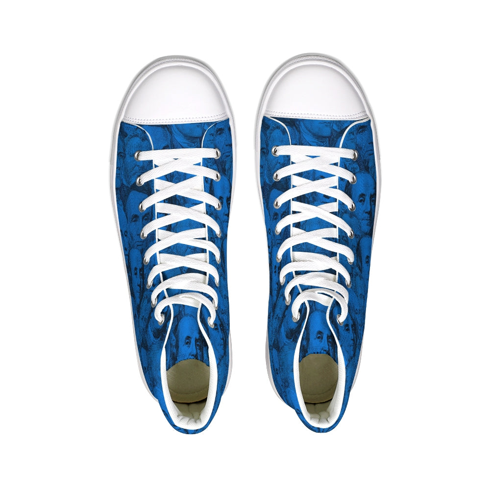 Currency Collage Hightop Canvas Shoe - Blue Racks