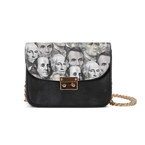 Currency Collage Small Shoulder Bag - Powder