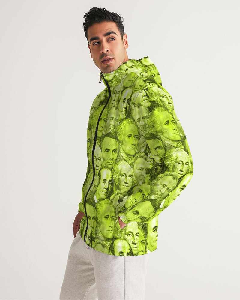 Currency Collage Men's Windbreaker - Neon Lights