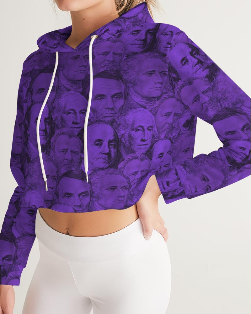 Currency Collage Women's Cropped Hoodie - Queen